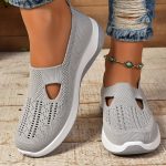 Women's Cut-out Sneakers, Casual Breathable Slip On Walking Shoes, Lightweight Outdoor Flat Shoes - Image 2