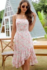 Floral Print Ruffle Hem Sleeveless Dress - Image 3