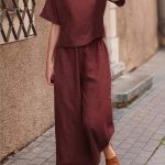 Solid Two-piece Set, Crew Neck Casual T-Shirt & Wide Leg Pants, Women's Clothing - Image 5
