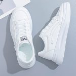 Women's Platform Skate Shoes, Versatile Height Increasing Lace Up Low Top Shoes, Outdoor Walking White Shoes - Image 7