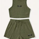Ribbed Casual Two-piece Set, Crew Neck Sleeveless Tank Top & Drawstring Shorts Outfits, Women's Clothing - Image 2