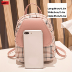 Plaid Backpack With Adjustable Straps, Cute Small Backpack, Zipper Casual Shoulder Bag, Card Wallet, Mobile Casual Phone Bag, Casual Camera Bag, Lipstick Bag, Key Bag, Single Shoulder Bag, Diagonal Span Bag, Backpack Dual Purpose (6.3*2.4*8.3)Inch - Image 3