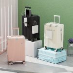 Minimalist Solid Color Hardside Suitcase, Casual Business, Thickened Carry-On With Wheels Luggage Case With Cup Holder & Hook