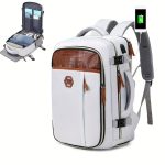 Carry-On Travel Backpack With Shoes Compartment, Expandable Waterproof Luggage Daypack, Portable Laptop Schoolbag - Image 3