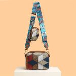 Rhombus Pattern Crossbody Bag, Colorblock Mini Square Bag, Women Retro Shoulder Bag With Coin Purse - Image 3