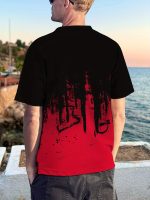 Men's Gradient Color Running Leopard And Paint Mark Pattern Print T-shirt With Crew Neck And Short Sleeve, Perfect Tops For Outdoors Activities - Image 5