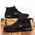 Men's Trendy Solid High Top Boots, Comfy Non Slip Casual Durable Lace Up Shoes For Men's Outdoor Activities - Image 12