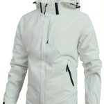 Men's Lightweight Waterproof Rain Jacket, Hooded Shell Outdoor Raincoat Hiking Windbreaker Jacket Coat - Image 3