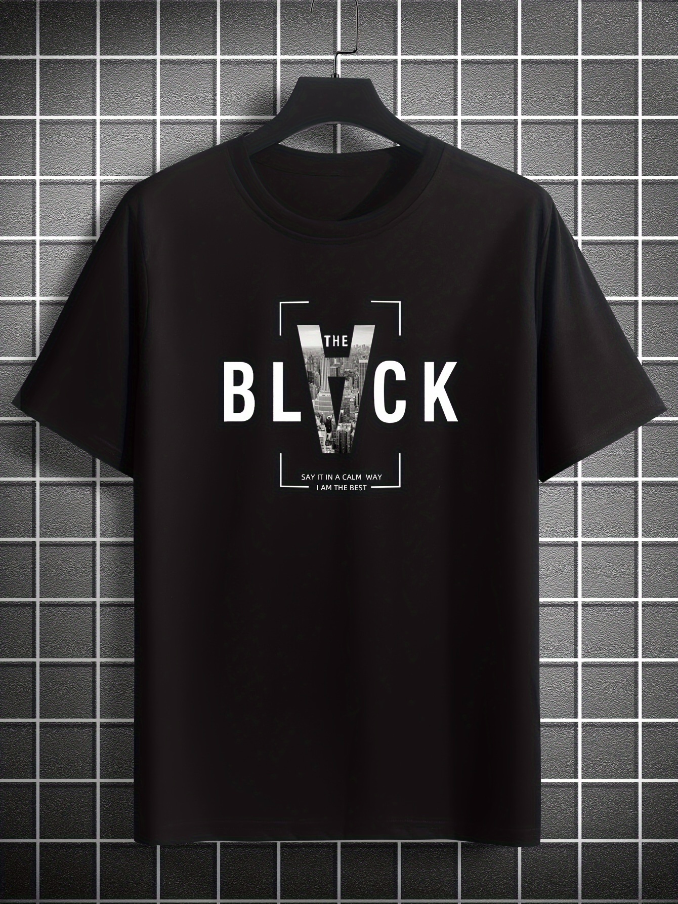 62116a17-16bc-4f1e-b8c5-a7fd66412e7c.jpg BLACK Creative Alphabet Print Casual Crew Neck Short Sleeve T-shirt For Men, Quick-drying Comfy Casual Summer Tops For Daily Wear Work Out And Vacation Resorts - Image 1