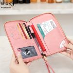 Solid Color RFID Portable Passport Holder, Multi Functional Airplane Ticket Clip, Travel Credit Card Wallet With Zipper And Wrist Strap - Image 15