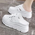 Women's Breathable Platform Mule Sneakers, Casual Cutout Design Lace Up Shoes, Comfortable Summer Shoes - Image 15