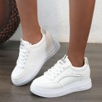 Women's Casual Sneakers, Fashion All-match White Shoes, Thick Sole Lace-up Skate Shoes - Image 8
