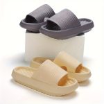 Simple Solid Color Slides, Casual Open Toe Soft Sole Shoes, Comfortable Indoor Home Bathroom Slides - Image 14
