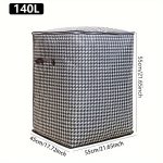 1pc Clothes Storage Bag, Houndstooth Pattern Folding Fabric Storage Bag, Large Capacity Waterproof Moisture-proof Cotton Quilt Storage Bag, Home Organization And Storage - Image 2