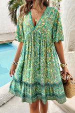 Fashion V Neck Printed Casual Dress - Image 3