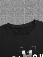BLACK Creative Alphabet Print Casual Crew Neck Short Sleeve T-shirt For Men, Quick-drying Comfy Casual Summer Tops For Daily Wear Work Out And Vacation Resorts - Image 4