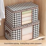24/80L Large Capacity Houndstooth Pattern Box, Clothes Zipper Container, Dustproof Organizer - Image 4