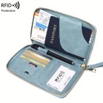 Solid Color RFID Portable Passport Holder, Multi Functional Airplane Ticket Clip, Travel Credit Card Wallet With Zipper And Wrist Strap - Image 6