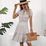 Solid Color Short Sleeve Casual Mini Dress - Image 6
