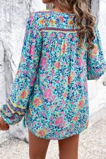 Bohemian Floral Print V Neck Casual Tops - Image 5