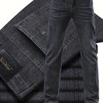 Classic Design Cotton Blend Jeans, Men's Casual Business Straight Leg Denim Pants, Men's Straight Leg Business Trousers - Image 2