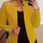 Solid Open Front Blazer, Casual Long Sleeve Button Blazer For Office & Work, Women's Clothing - Image 3