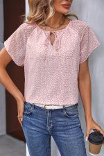 Fashion Leopard Print Knot Front Casual Tops - Image 3