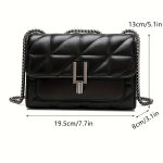 Stylish Chain Crossbody Bag, Argyle Quilted Shoulder Bag, Classic Small Handbag, Purse For Women - Image 3