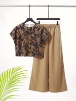 Elegant Two Piece Set, Floral Print Crew Neck Top & Elastic Waist Pocket Wide Leg Pants Outfits For Spring & Summer, Women's Clothing - Image 4