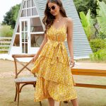 Ruffled Floral Print Tie Waist Midi Dress - Image 6