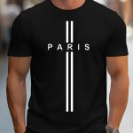 Paris Print, Men's Graphic Design Crew Neck T-shirt, Casual Comfy Tees Tshirts For Summer, Men's Clothing Tops For Daily Vacation Resorts - Image 2