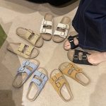 Women's Solid Color Casual Sandals, Platform Slip On Double Adjustable Buckle Beach Slides, Casual Seaside Daily Footwear - Image 9