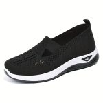 Women's Solid Color Knitted Sneakers, Soft Sole Platform Casual Walking Shoes, Low-top Breathable Daily Shoes - Image 5