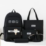 5pcs Cute Cartoon School Backpack, 1set Preppy Style Travel Bookbag Daypack With Tote Bag Crossbody Bag Pencil Case And Drawstring Storage Bag - Image 2