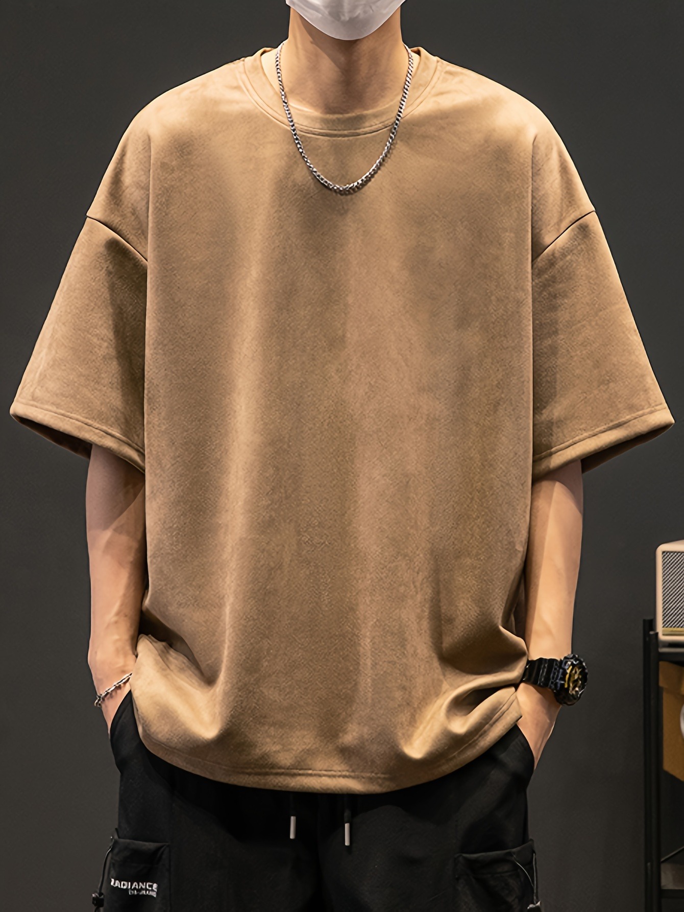 6c3b41c7-4659-43aa-bb09-ef9ba48b2fe9.jpg Solid Loose Crew Neck Short Sleeve T-shirt For Men, Casual Summer T-Shirt For Daily Wear And Vacation Resorts - Image 1