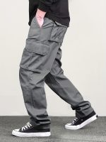 Men's Classic Solid Color Cargo Pants with Multiple Flap Pockets, Straight-Leg, Drawstring Waist, Loose Fit for Hiking, Fishing, Streetwear, and Outdoor Camping Casual Style - Image 8