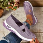 Women's Solid Color Sneakers, Breathable Knit Slip On Outdoor Shoes, Lightweight Low Top Shoes - Image 10