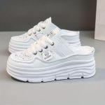 Women's Breathable Platform Mule Sneakers, Casual Cutout Design Lace Up Shoes, Comfortable Summer Shoes - Image 2