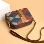 Mini Colorblock Crossbody Bag, Retro Rhombus Pattern Purse, Fashion Shoulder Bag For Women - Image 10