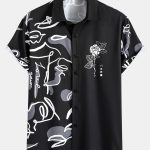 Men's Stylish Loose Giraffe Print Shirt, Casual Breathable Lapel Button Up Short Sleeve Shirt For Summer Outdoor Activities - Image 2