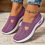 Women's Cut-out Sneakers, Casual Breathable Slip On Walking Shoes, Lightweight Outdoor Flat Shoes - Image 4