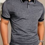 Men's Trendy Color Block Short Sleeve Button Up Lapel Shirt For Summer Daily, Perfect For Golf & Tennis Outdoor Sports, Stylish Collared Top - Image 4