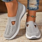 Women's Cut-out Sneakers, Casual Breathable Slip On Walking Shoes, Lightweight Outdoor Flat Shoes - Image 14
