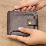 1pc Men's Fashionable Tree Pattern Zipper Buckle, PU Credit Card Card Holder, Small Zipper Coin Storage Zipper Button Closure Business Wallet, Ideal Gift For Men - Image 3