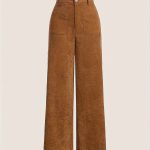 Corduroy High Waist Pants, Vintage Straight Leg Pants For Spring & Fall, Women's Clothing - Image 3