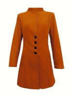 Single Breasted Solid Coat, Elegant Long Sleeve Versatile Outerwear, Women's Clothing - Image 14