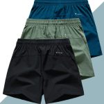 3 Pcs Men's Loose Solid Shorts With Pockets, Casual Elastic Waist High Stretch Drawstring Shorts For Summer
