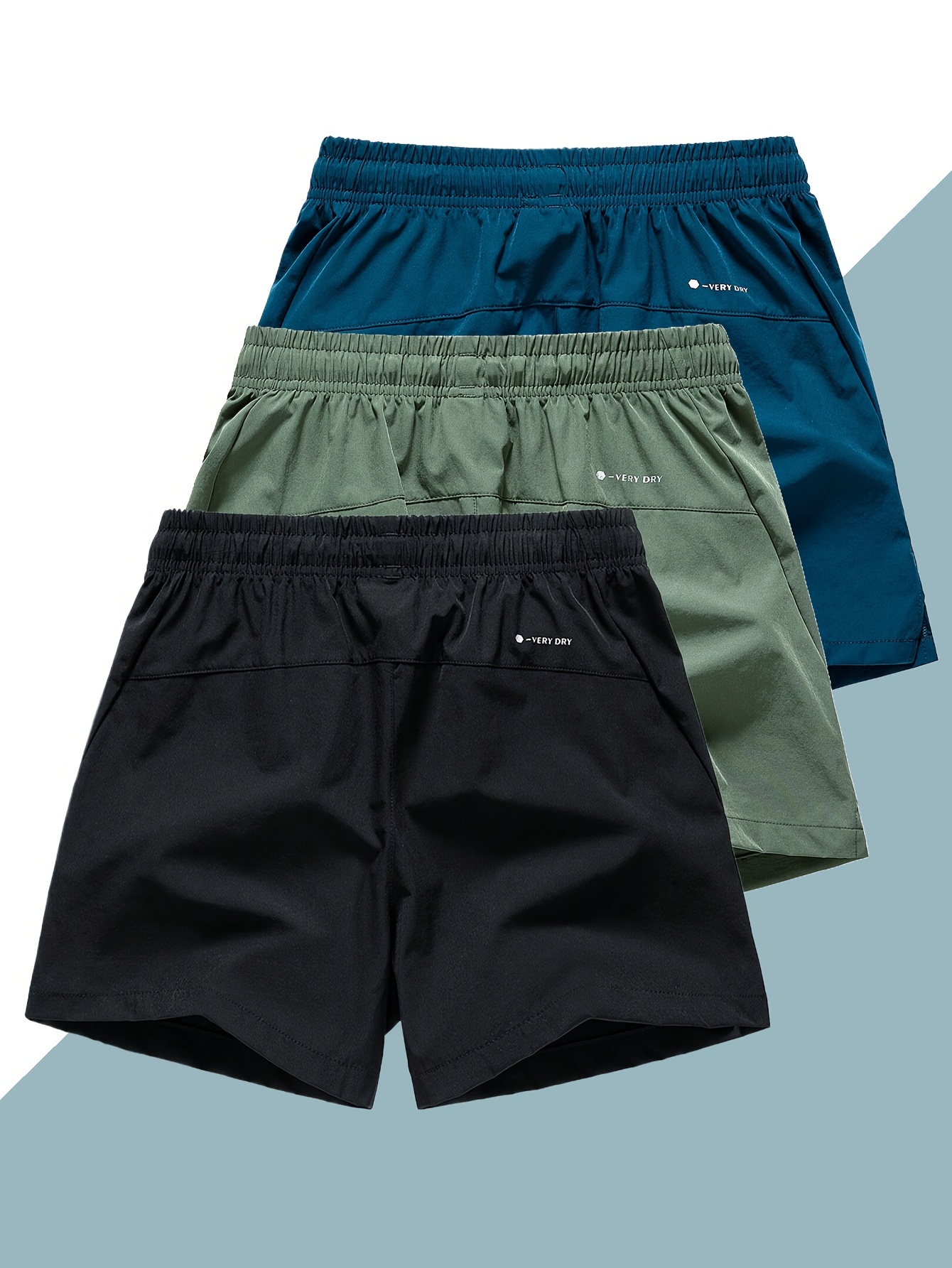 6faedeb4-0e2a-4095-9469-e1eedae2141d.jpg 3 Pcs Men's Loose Solid Shorts With Pockets, Casual Elastic Waist High Stretch Drawstring Shorts For Summer - Image 1
