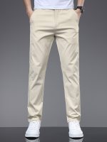 Men's Solid Casual Fashion Pants For Spring Fall, Versatile Trousers For Males