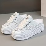 Women's Breathable Platform Mule Sneakers, Casual Cutout Design Lace Up Shoes, Comfortable Summer Shoes - Image 13